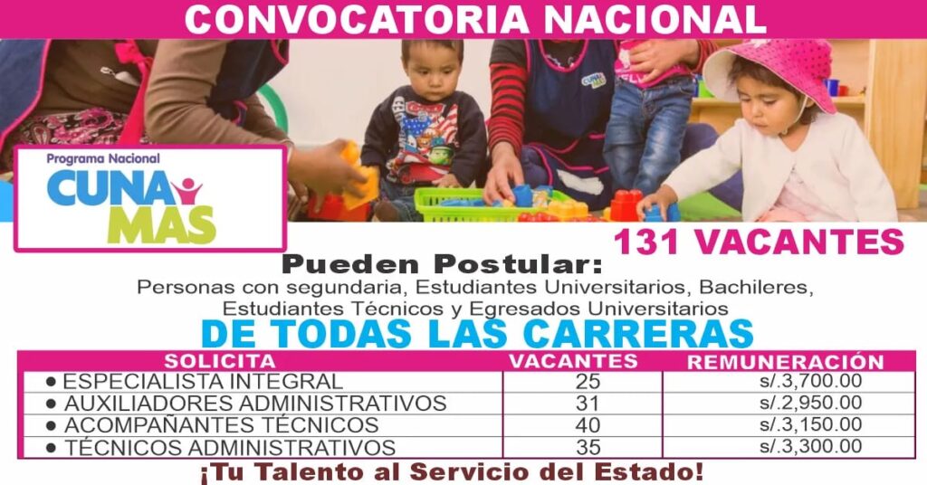 CUNA MÁS EXTIENDE CONVOCATORIAS